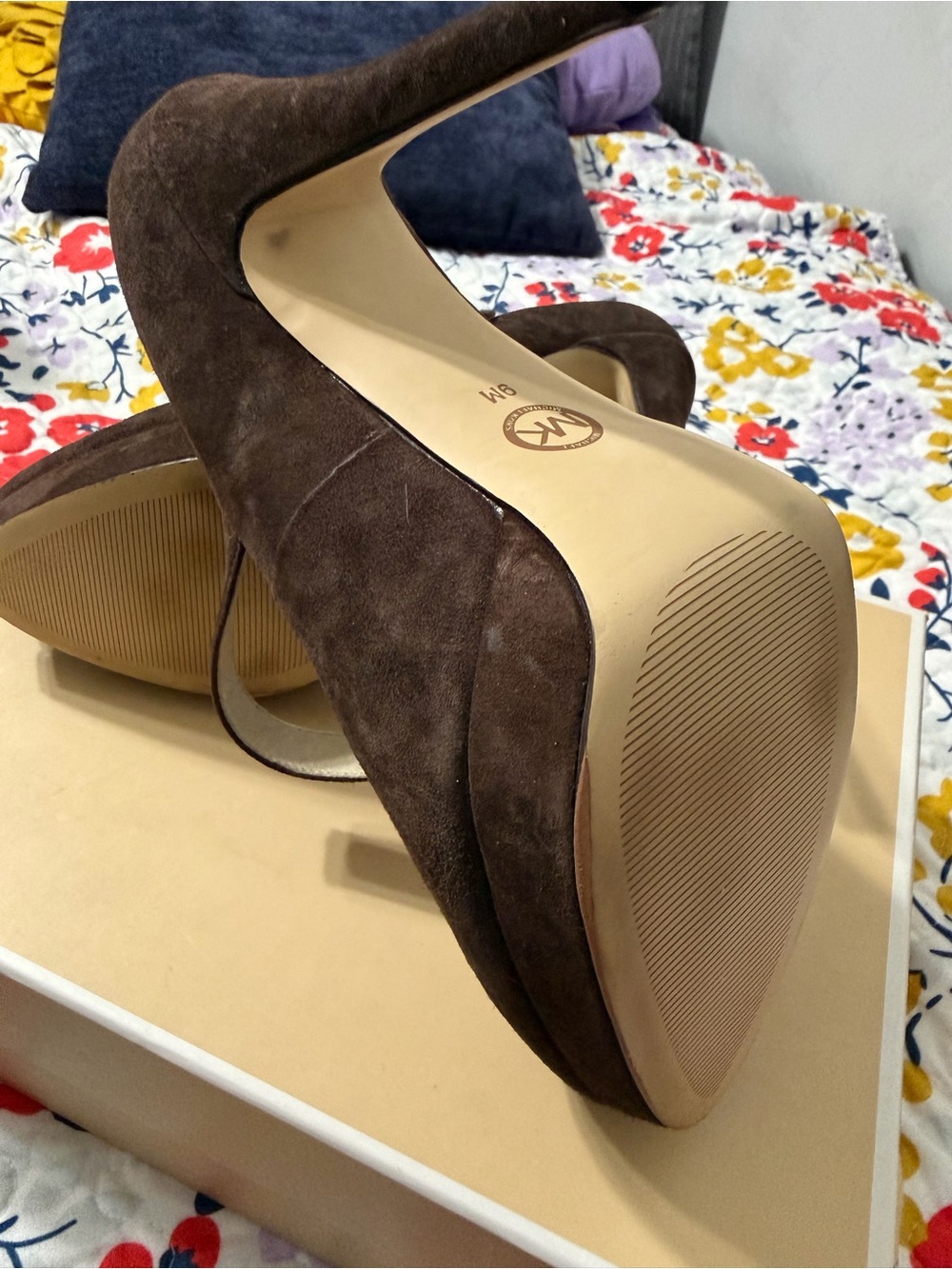 Michael Kors Chocolate Brown Suede Mary Jane Platform Heels - Picture 5 of 6